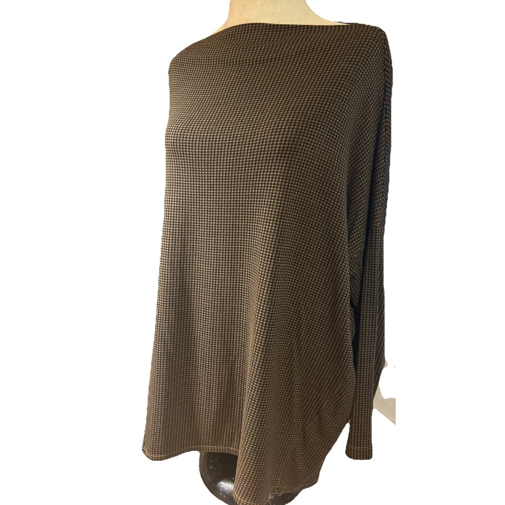Bryn Walker Dimitri Tunic Top Women Sz XXS  Black & Brown Houndstooth